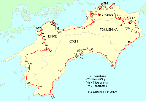 Kaart tempelroute