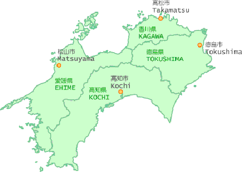 Kaart Shikoku